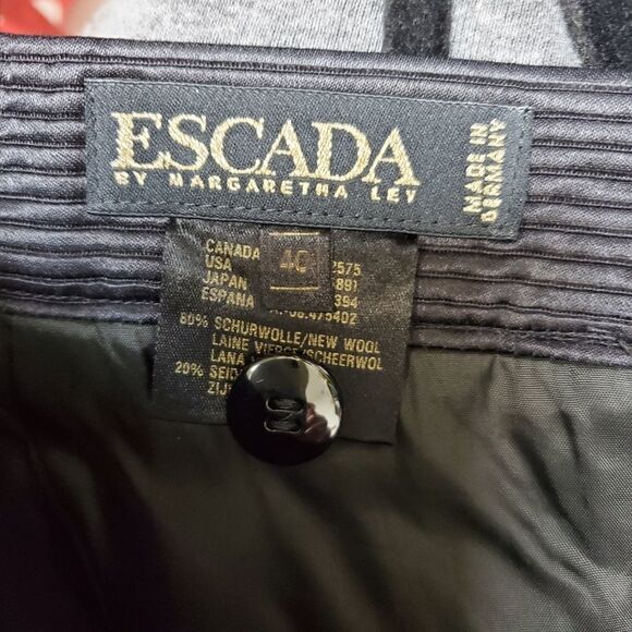 Escada black ribbed pencil skirt wool silk blend - Picture 6 of 8